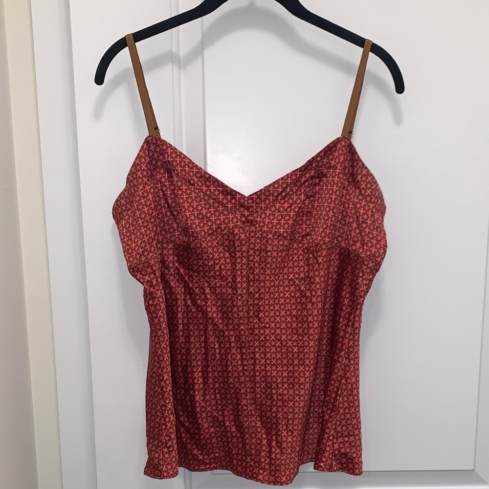Silk Red Patterned Women's Top